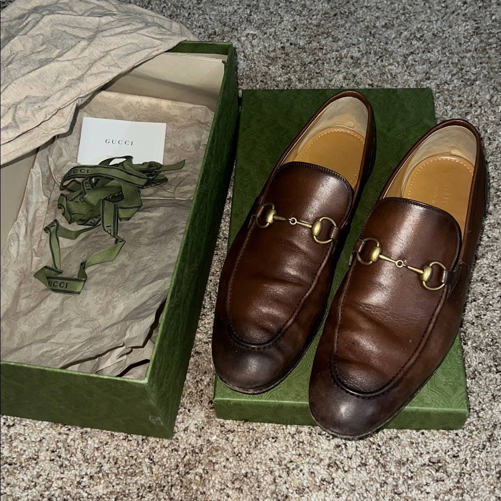 Gucci Jordaan Leather Horsebit Loafers